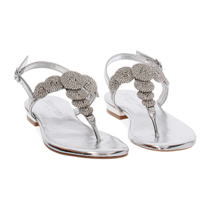 Sandali bassi argento con pietre scintillanti