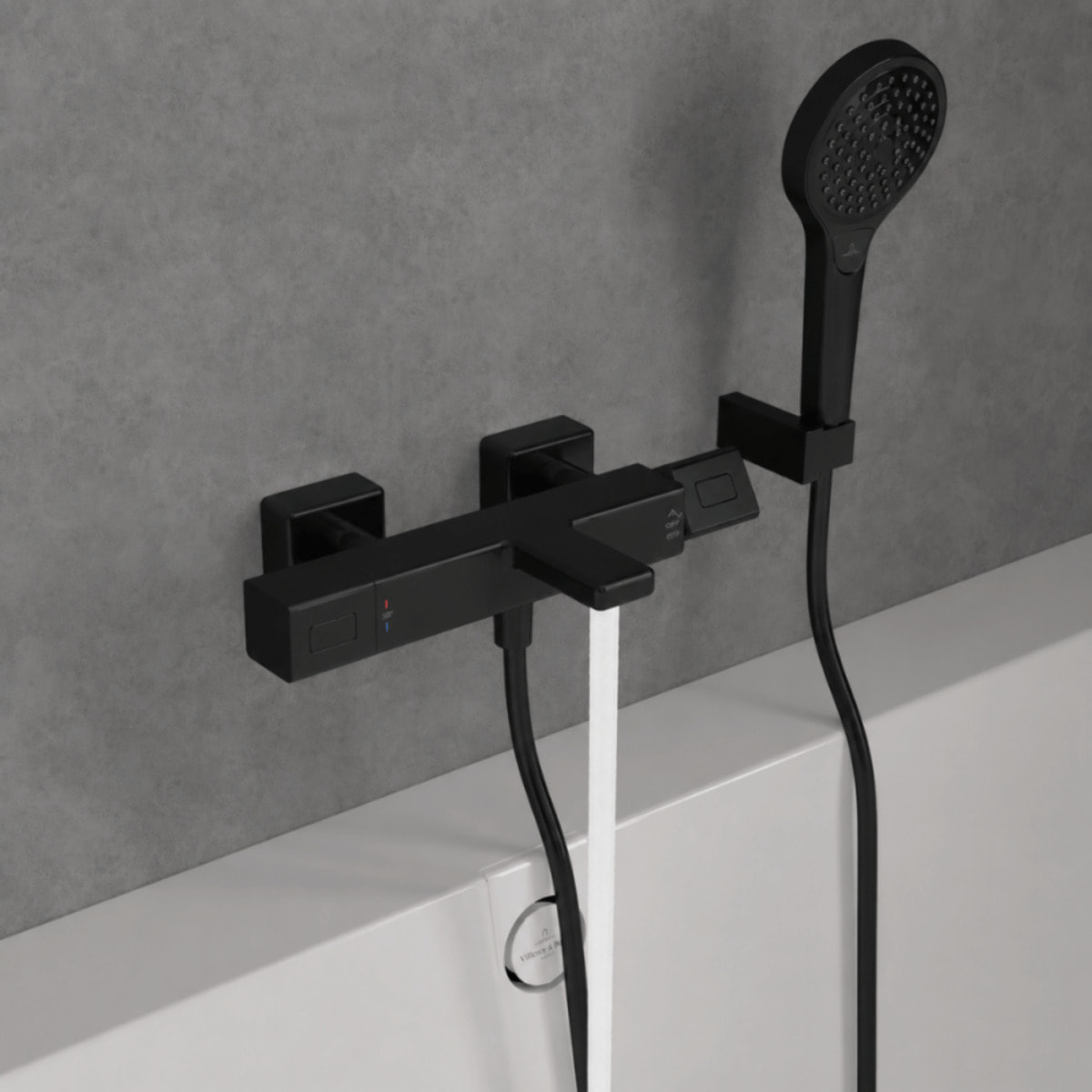 Mitigeur bain douche thermostatique Universal carré Noir mat