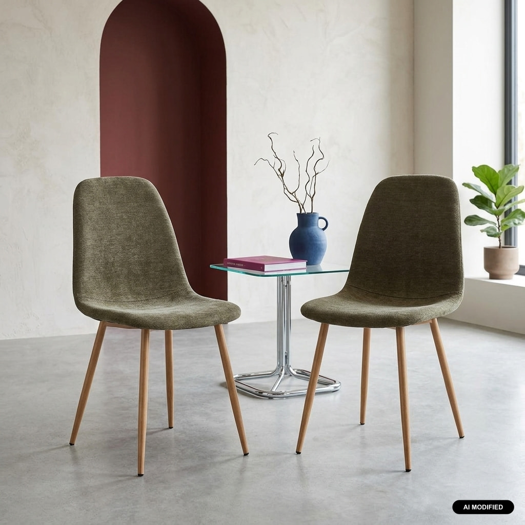Chaise décor bois et tissu (lot de 2) VERA