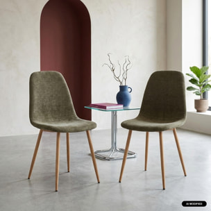 Chaise décor bois et tissu (lot de 2) VERA