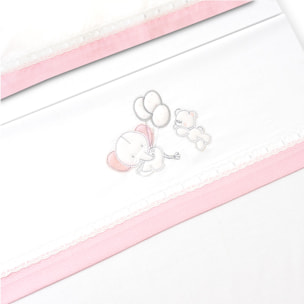 Triptico Minicuna Pasacinta Oso Elefante Globos Bco/Rosa