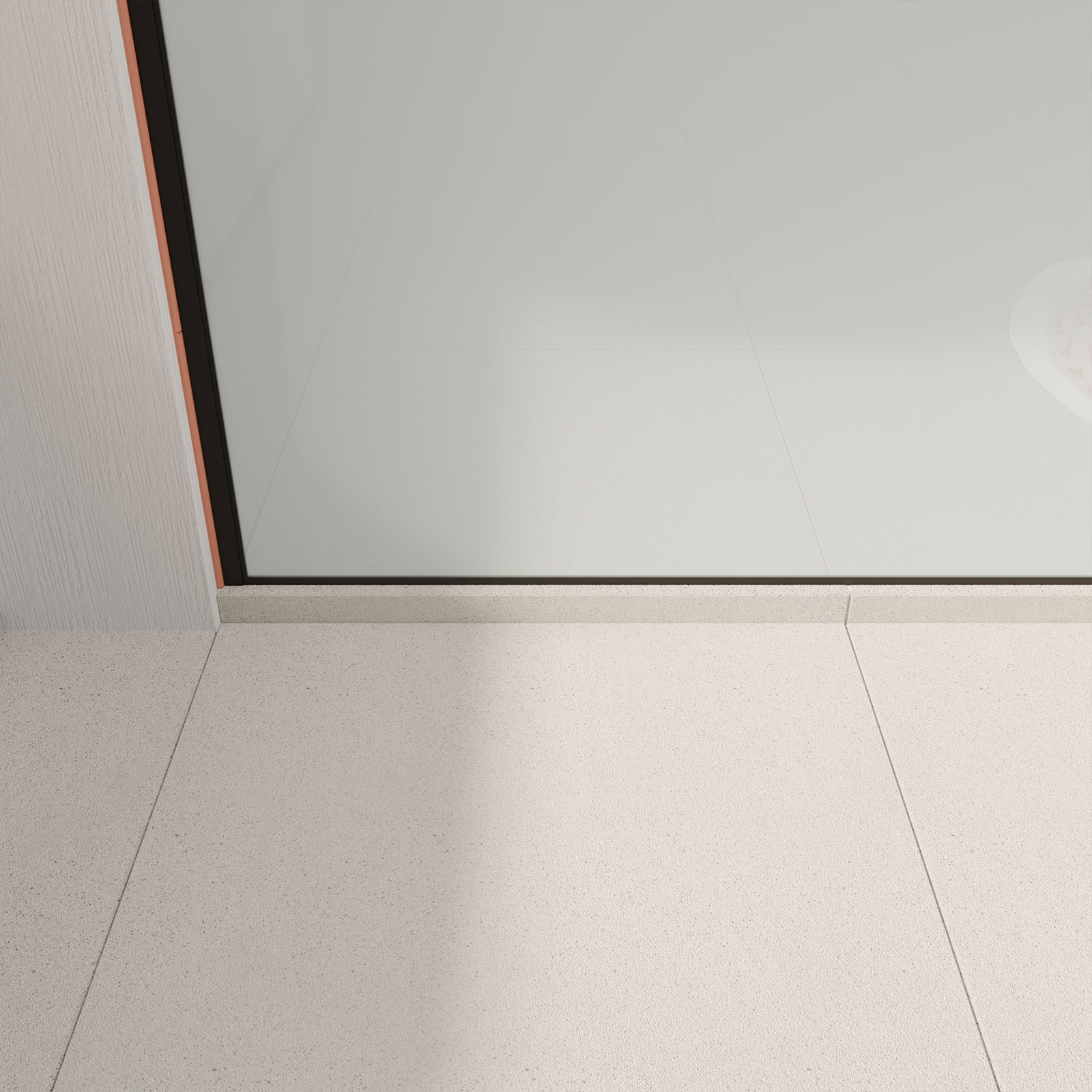Paroi de douche 90x200cm - Verre degrade blanc effet brume - Encadrement noir mat - NEPHELIE