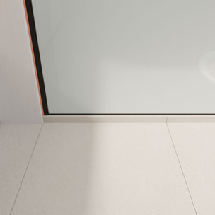 Paroi de douche 90x200cm - Verre degrade blanc effet brume - Encadrement noir mat - NEPHELIE