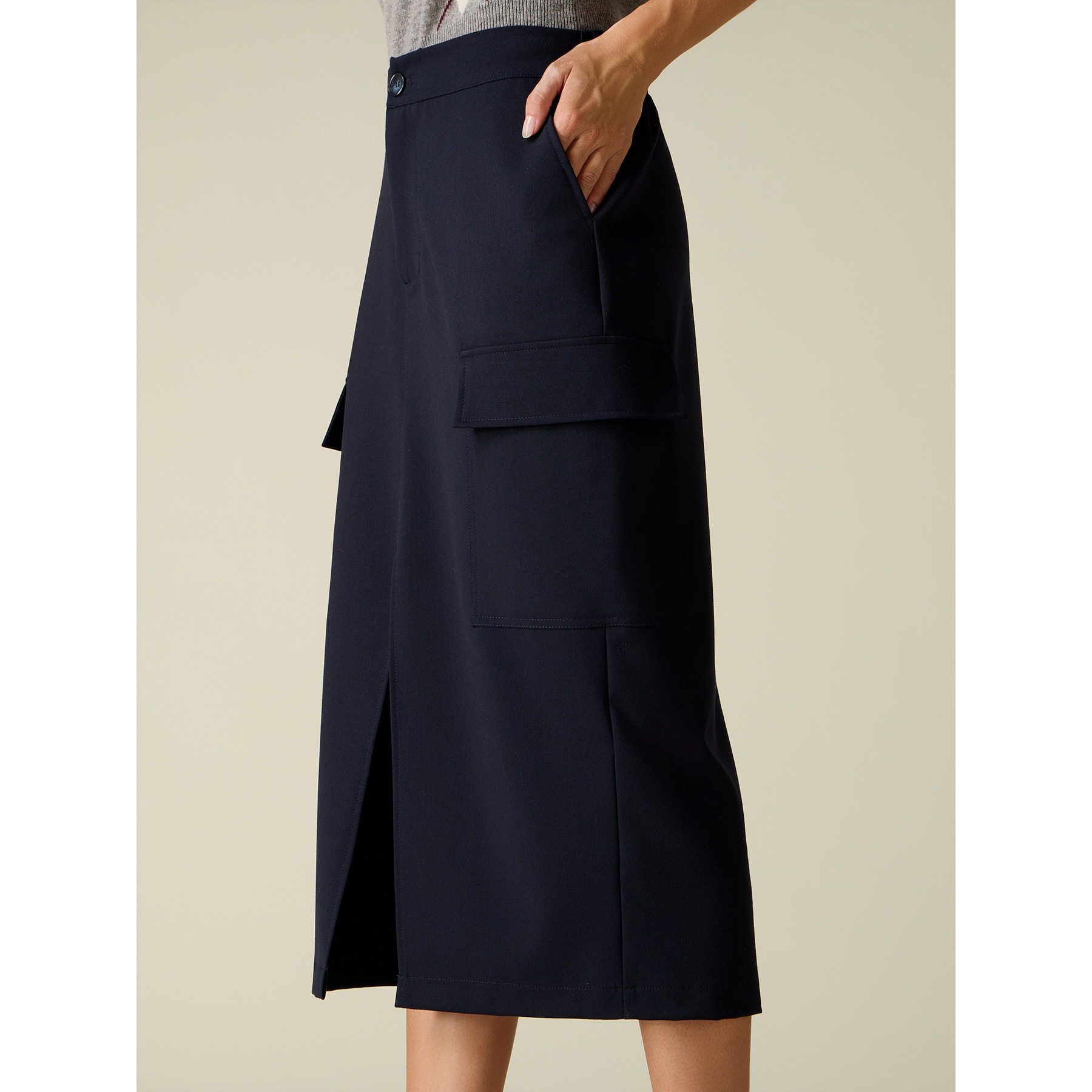 Oltre - Gonna tubino cargo - Blu