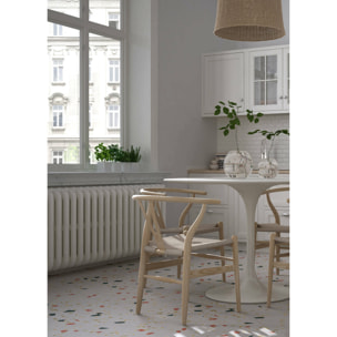 Tavolo rotondo, Tavolino per sala da pranzo, cm 100x100h75, colore Bianco