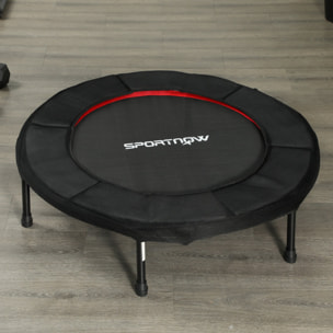 Trampolín de Fitness Plegable Ø102 cm Cama Elástica con Marco de Acero Antideslizantes Carga 100 kg para Entrenamiento Piernas Cuerpo en Hogar Oficina Gimnasio Rojo