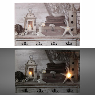 Appendino mare in legno da 8 posti con led cm60x40x1,8