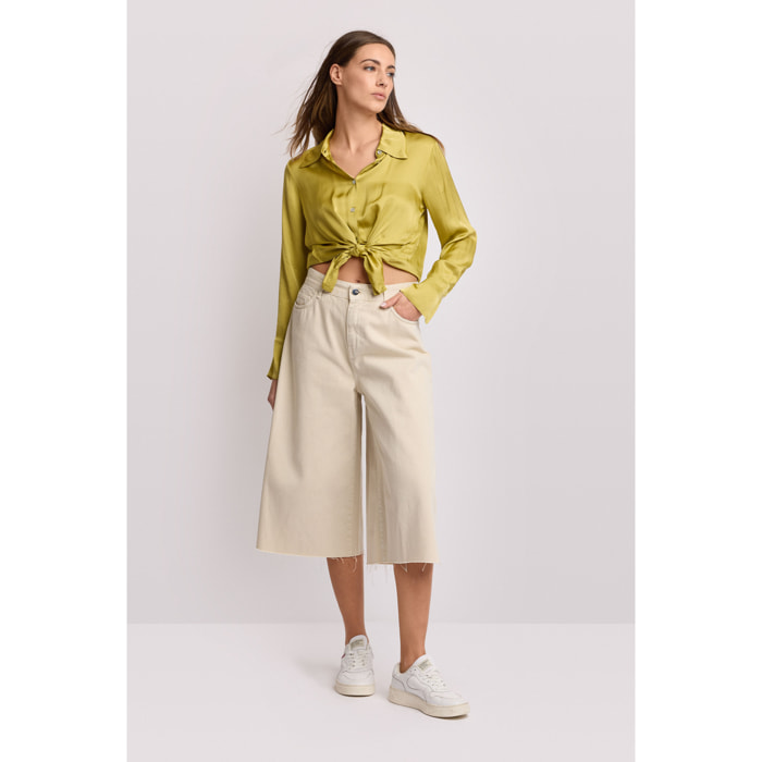 Kocca - Pantaloni cropped wide-leg Donna, Tinta unita