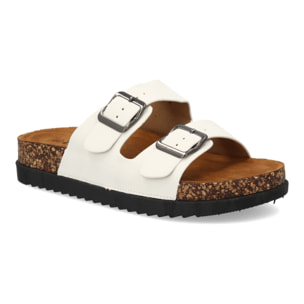 Sandalia mujer suela bio con doble hebilla.