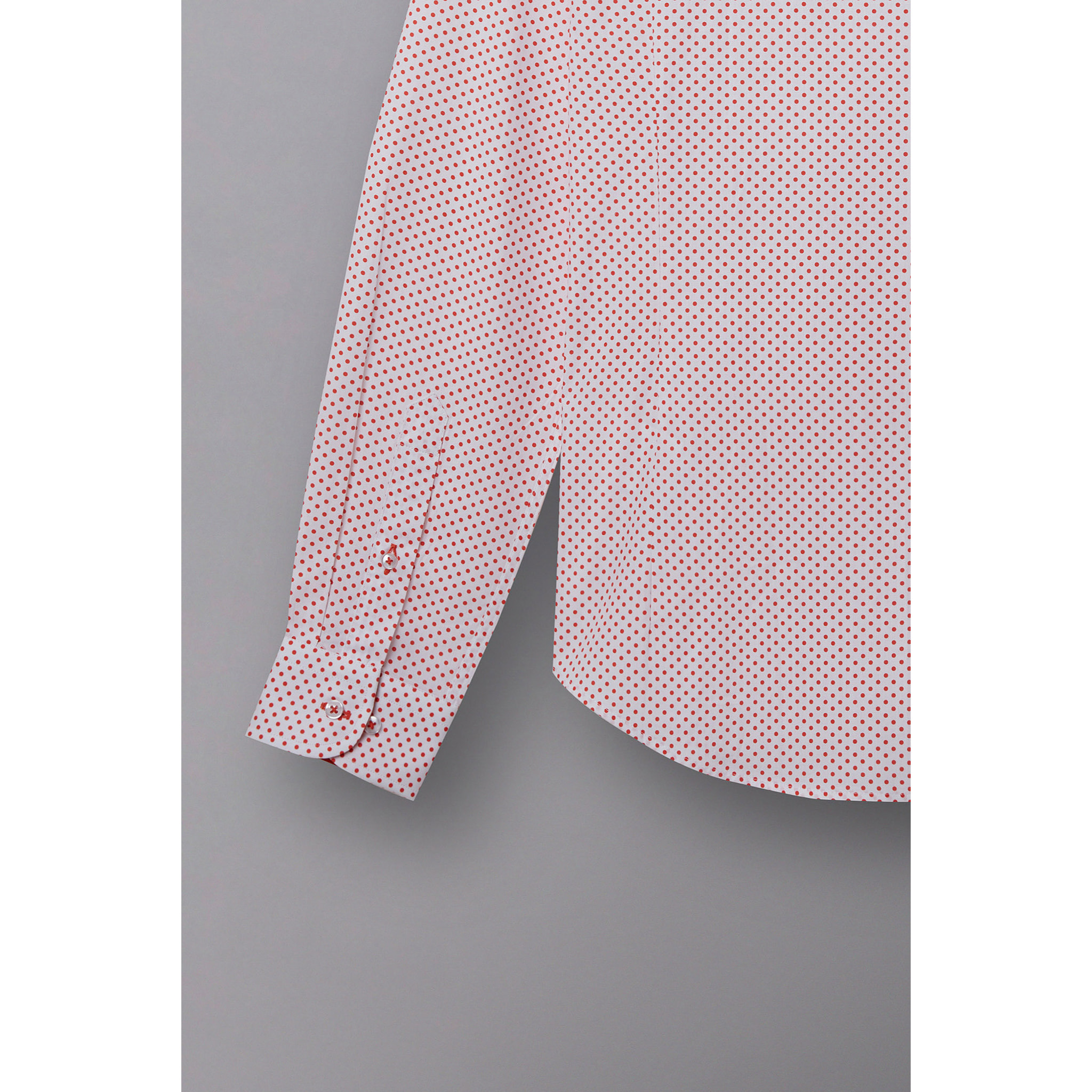 Camicia Uomo 1 Bottone Francese Slim Popeline Fantasia Bianco Arancione Scuro
