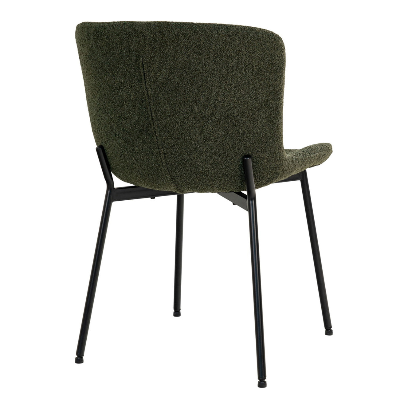 Set 2 sedie da pranzo Maceda in bouclé verde scuro con gambe nere 48x59x83 cm