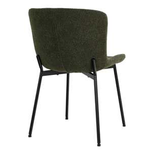 Set 2 sedie da pranzo Maceda in bouclé verde scuro con gambe nere 48x59x83 cm