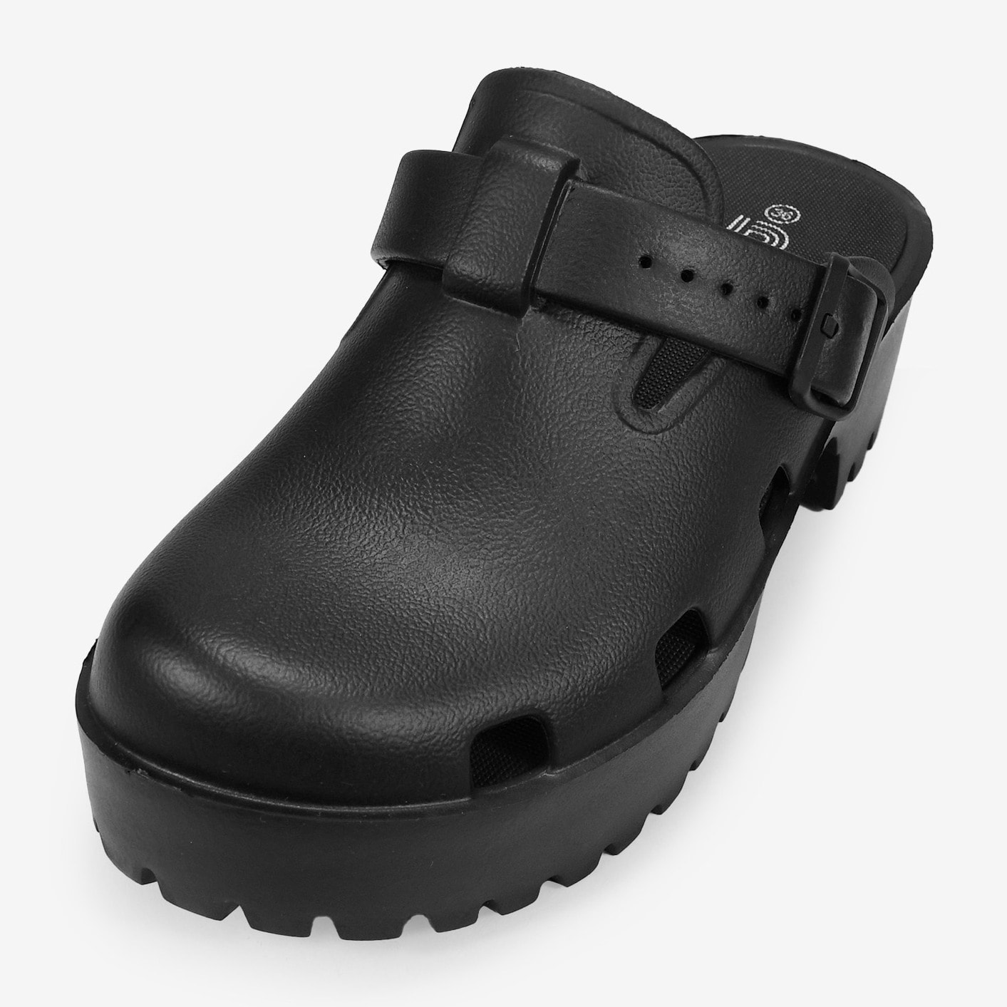 Zuecos de goma negros con plataforma