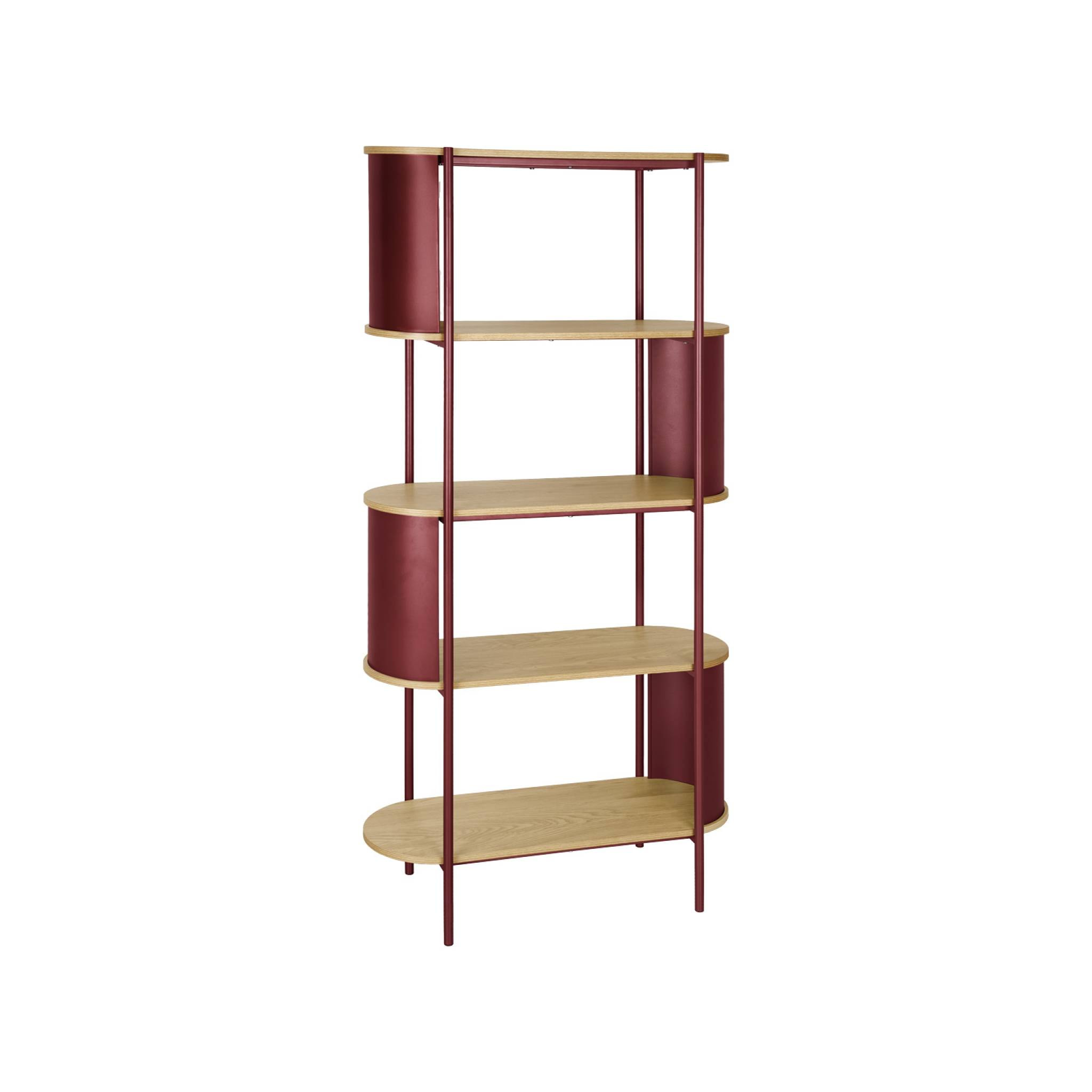 Etagère bibliothèque métal courbé et décor bois 5 niveaux MOLTO