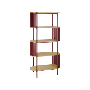 Etagère bibliothèque métal courbé et décor bois 5 niveaux MOLTO