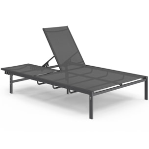 Bain de soleil double 182cm avec coussin gris
