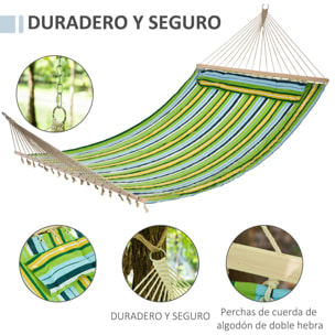 Hamaca Doble Colgante de Jardín Hamaca Ecológico para Camping con Almohada