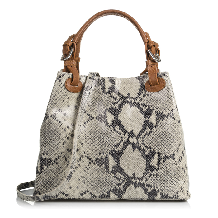 Emanuela Borsa tote Donna.Pelle autentica Camoscio Pitone Dollaro