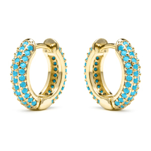 Pendientes de 9mm de diámetro acabado oro amarillo de 18k y Turquesa