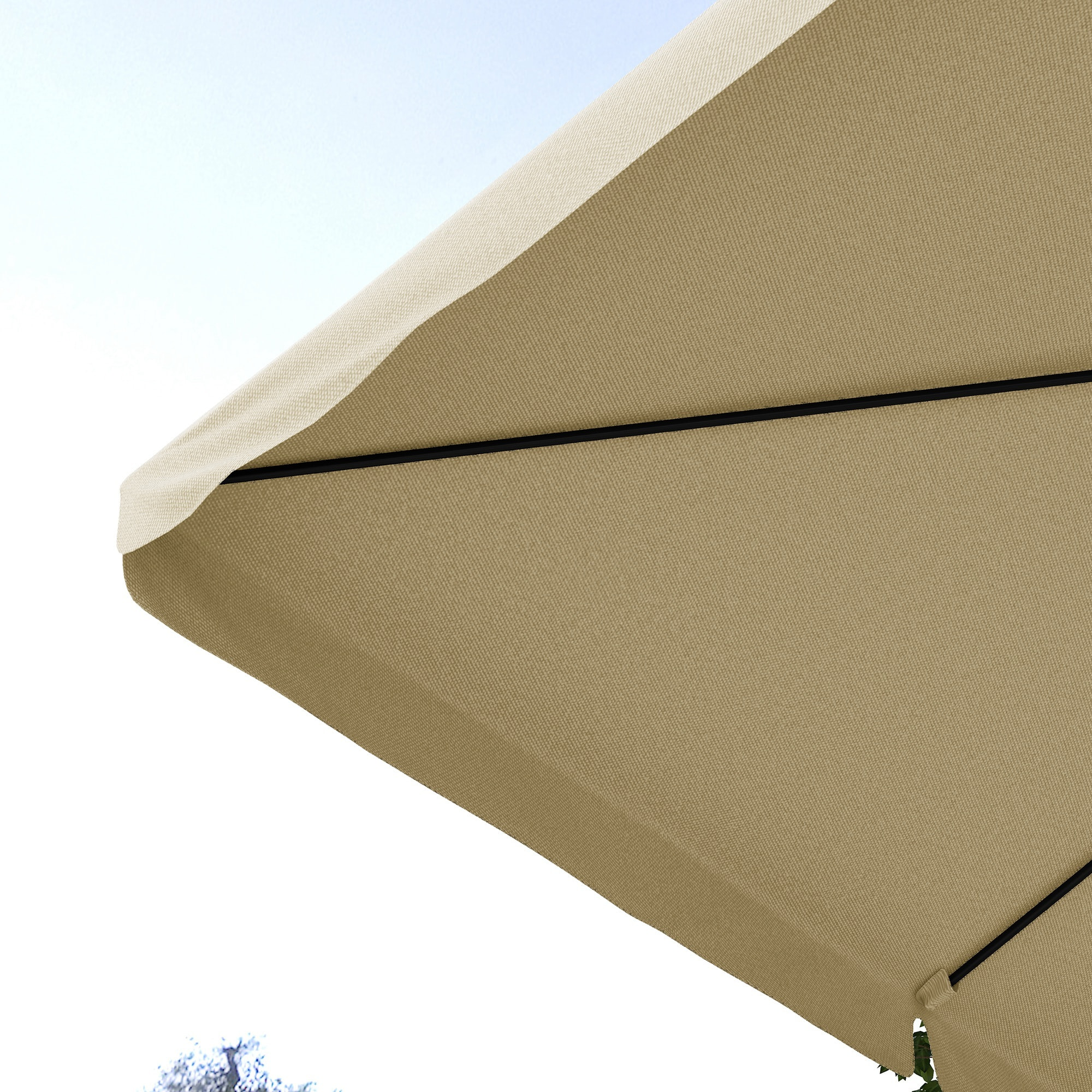 Parasol déporté carré inclinable manivelle avec piètement croix alu beige