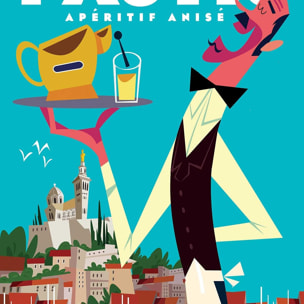 Poster un pastis sur le vieux port Affiche sous cadre noir