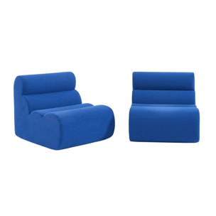 Lot de 2 chauffeuses tissu 1 place bleu électrique - L 81 x P 99 x H 75cm - Nova
