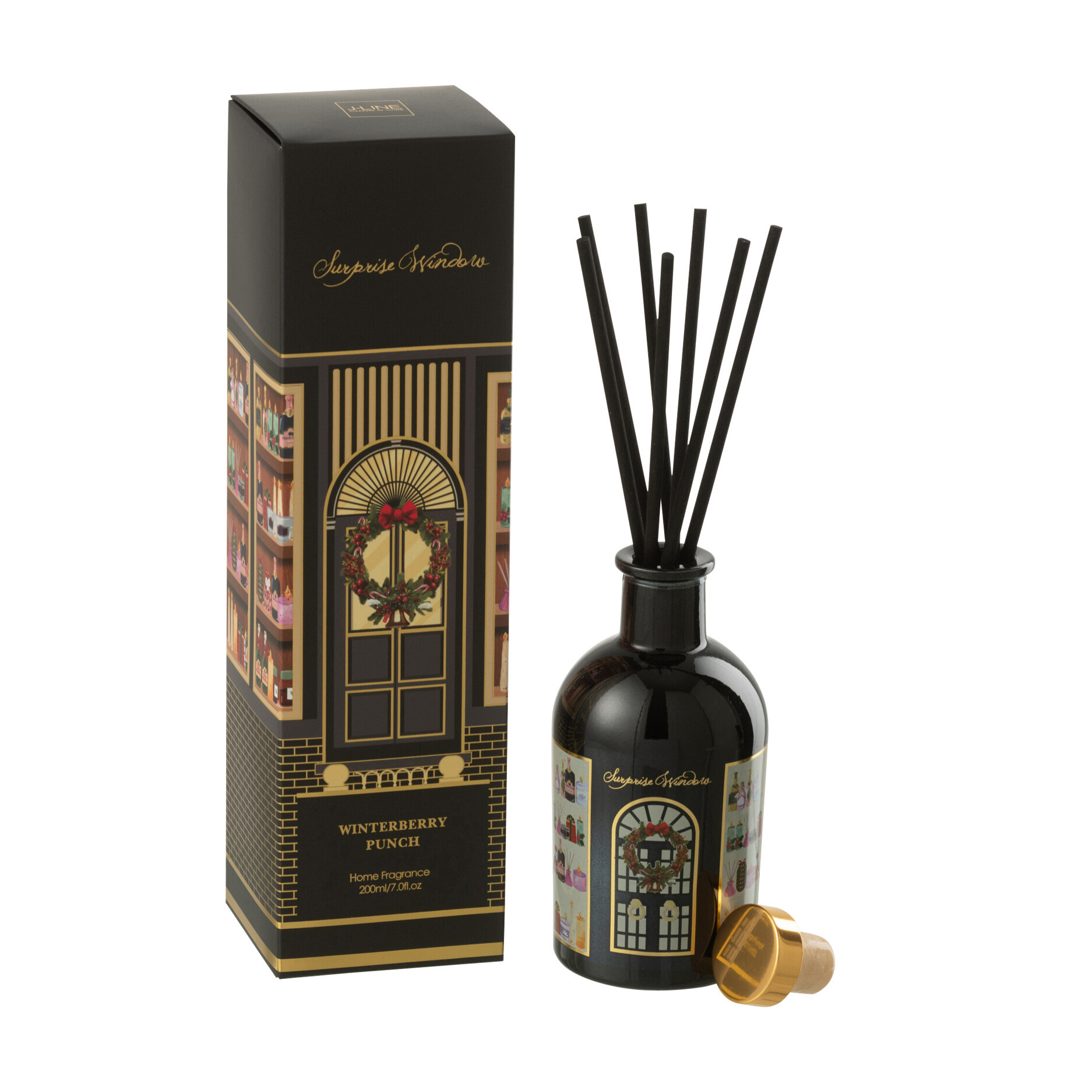 J-Line bâtonnets parfumés Surprise Window - Winterberry Punch - noir/or