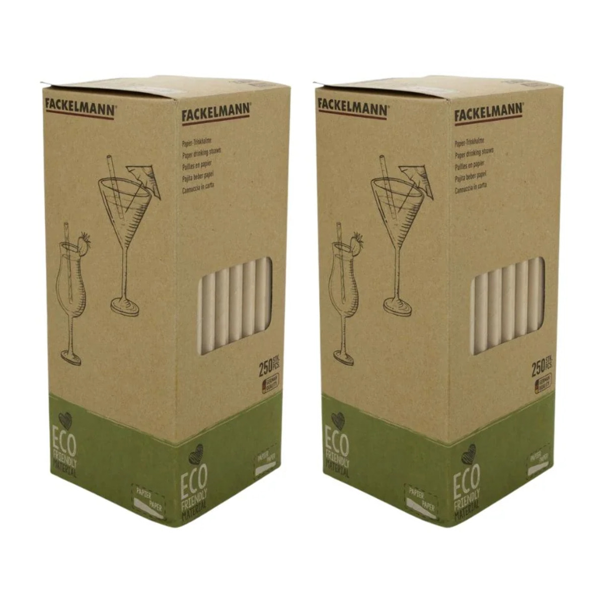 Lot de 500 pailles en papier brun 21 cm Fackelmann Nature
