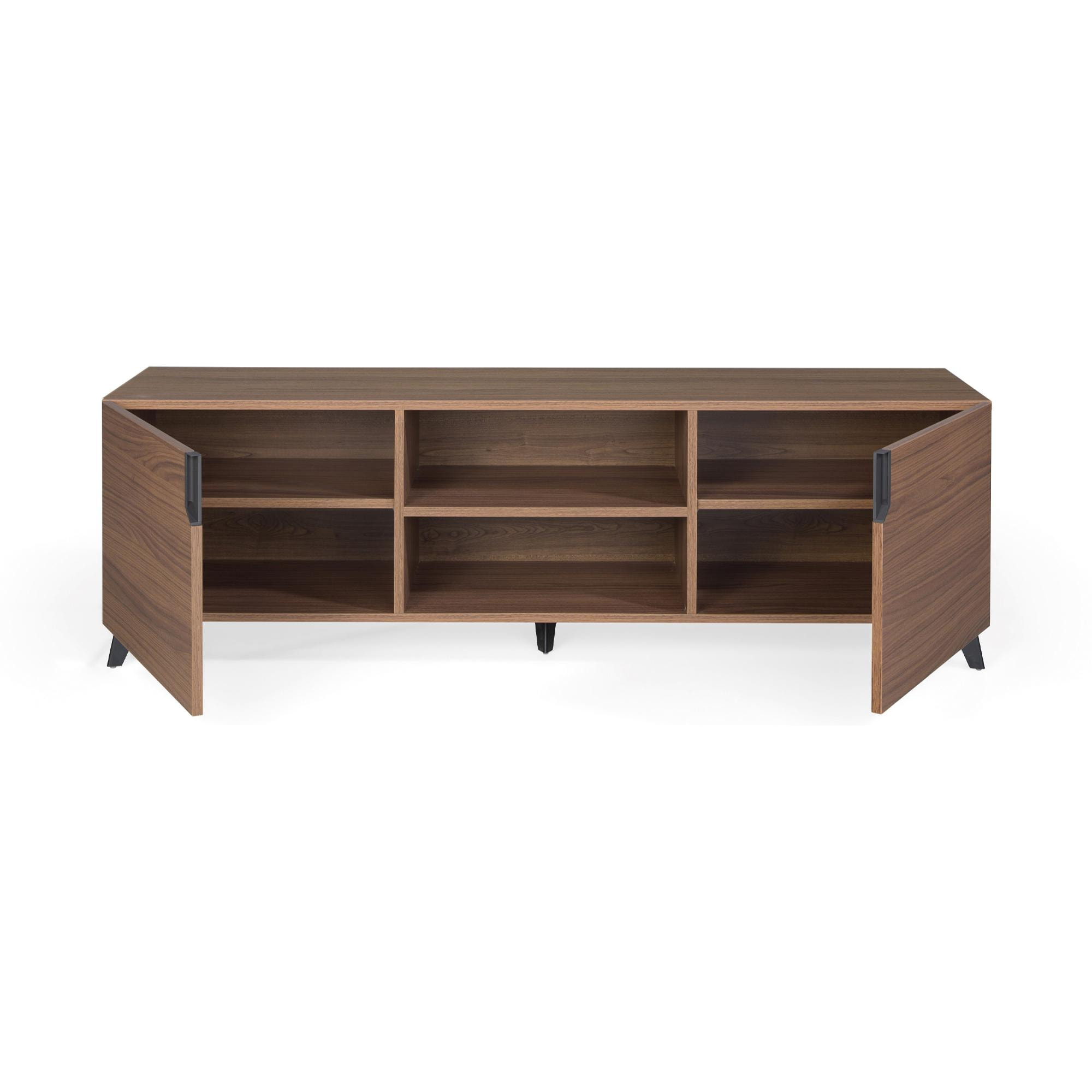 Mueble TV DOVER -2 puertas y 2 huecos - nogal canaleto - 180x45x55cm