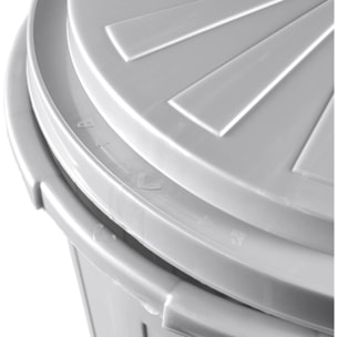Cubo de basura / papelera polivalente con tapa cerrable,  plateado