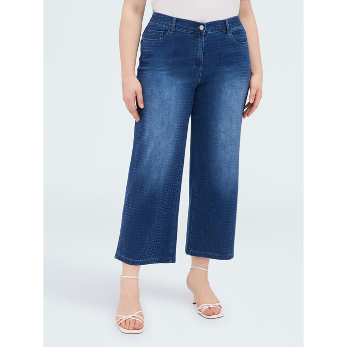 Fiorella Rubino - Jeans cropped full hotfix - Azul