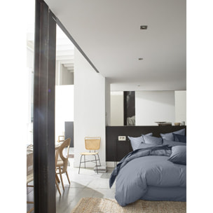 Housse de couette percale de coton bleu anthracite