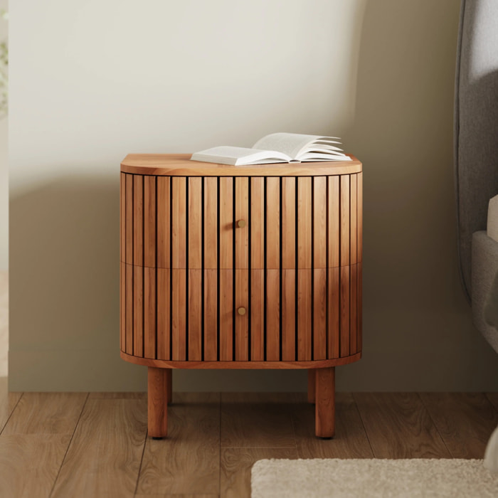 Table de chevet  en bois d'acacia 2 tiroirs - Paola