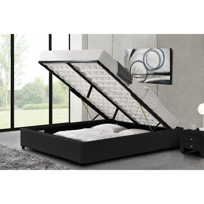 Structure de lit avec coffre 160 x 200 cm noir SALAMANQUE