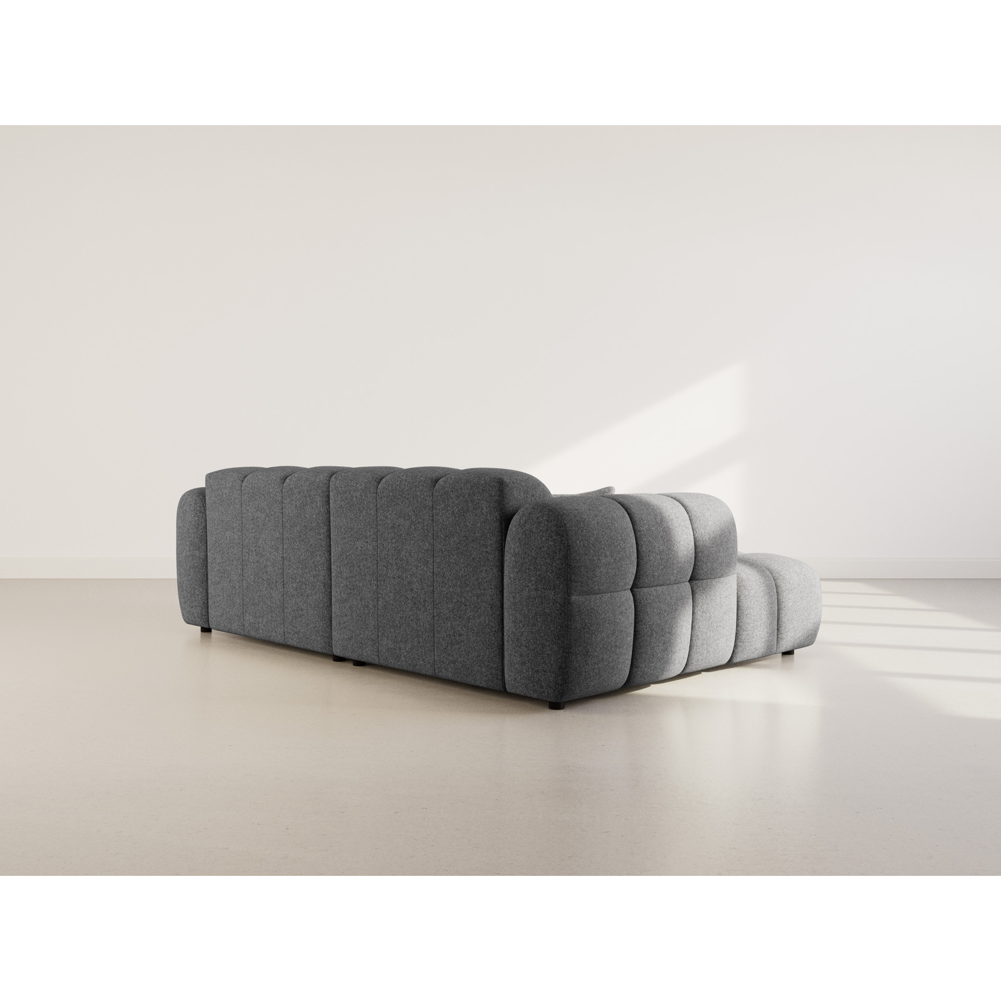 Mini Ray - Canapé d'angle gauche 4 places en tissu texturé - Gris Anthracite