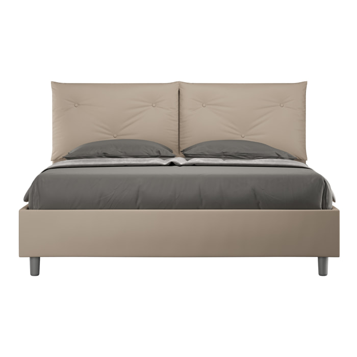 Cama sin somier acolchada 160x210 cuero sintético gris paloma Appia