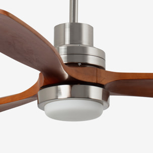 LANTAU XL LED Ventilador de techo níquel mate/nogal