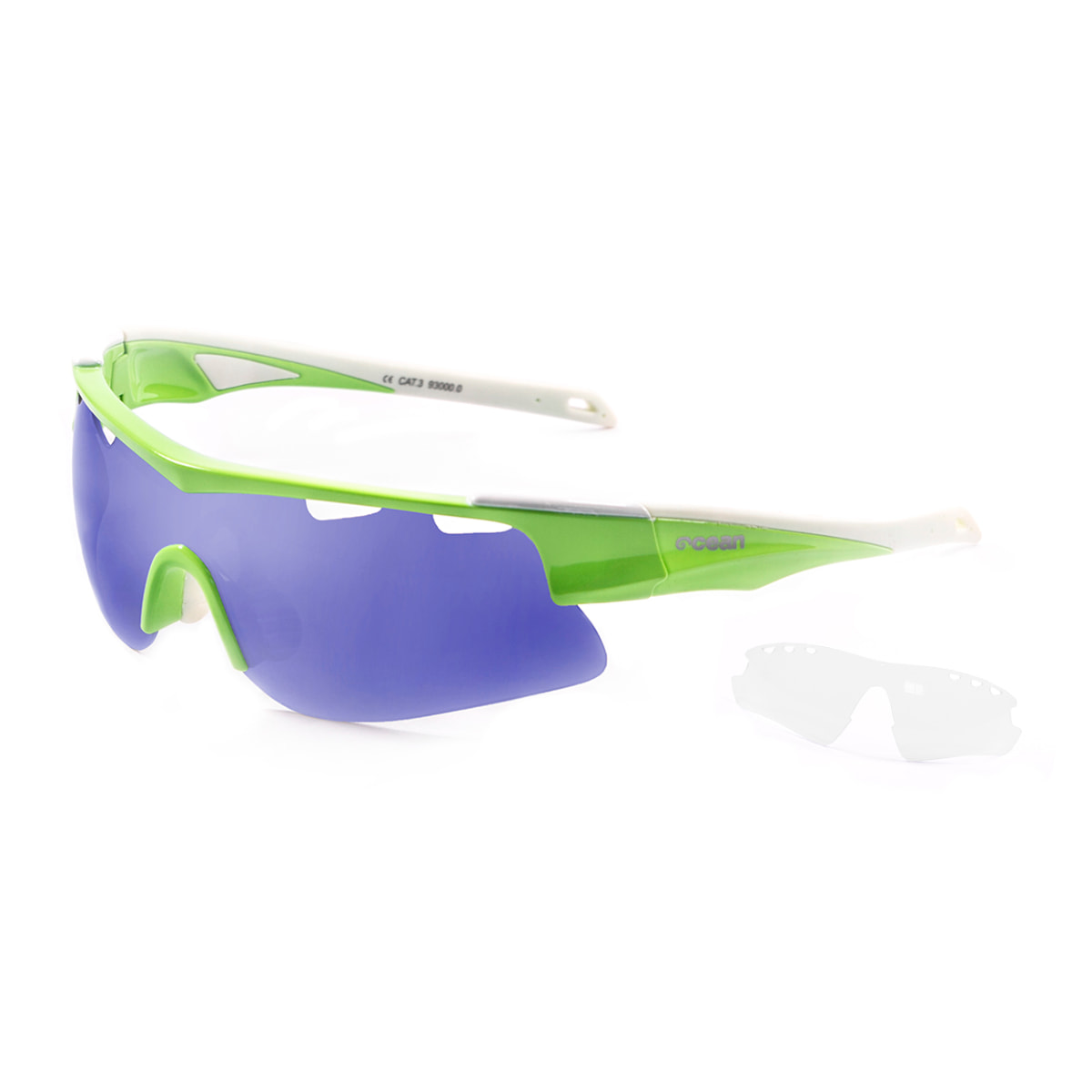 Gafas de ciclismo OCEAN ALPINE - Superior verde y blanco / Revo azul