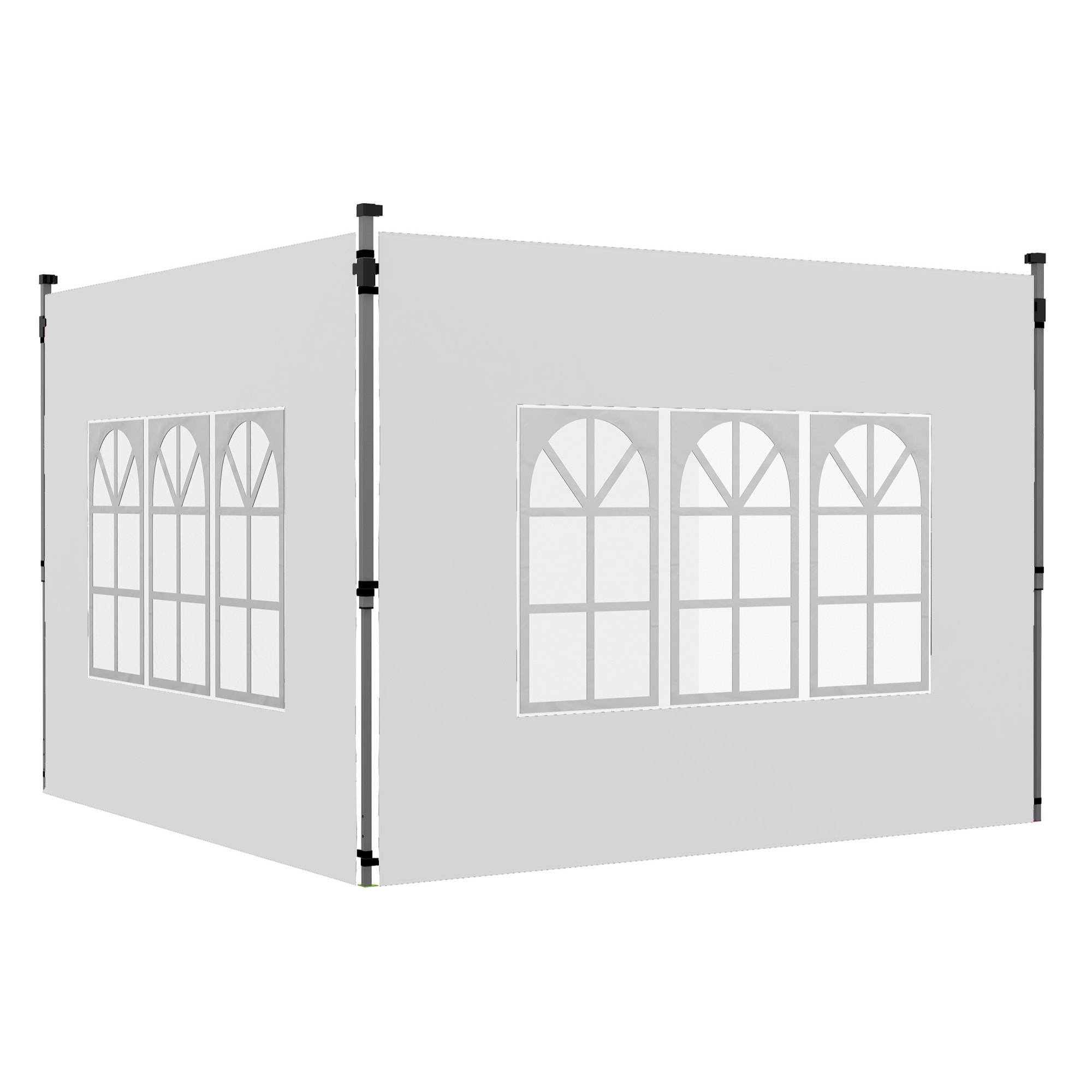 2 Paredes Laterales para Carpas de 3 x 3 / 3 x 4 m, 295x195 cm, Paredes Laterales de Repuesto para Cenador de Tela Oxford con Ventana, para Jardín, Exteriores, Fiestas, Blanco