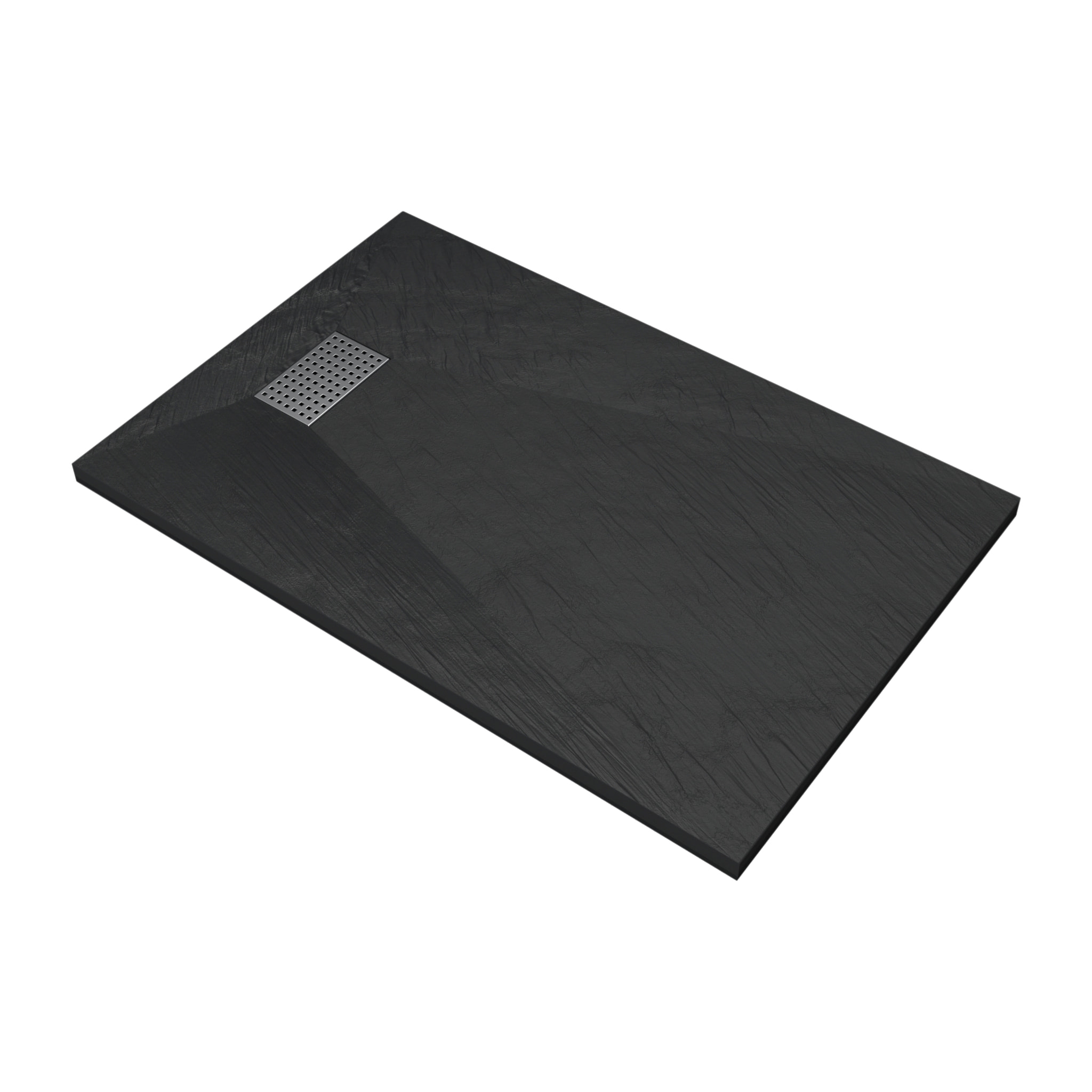 Receveur de douche Noir Effet Pierre 80x120 cm et Grille décor Perforée en Inox