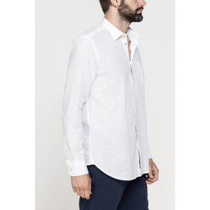 CAMICIA MISTO LINO COTONE IN COLORE TINTA UNITA