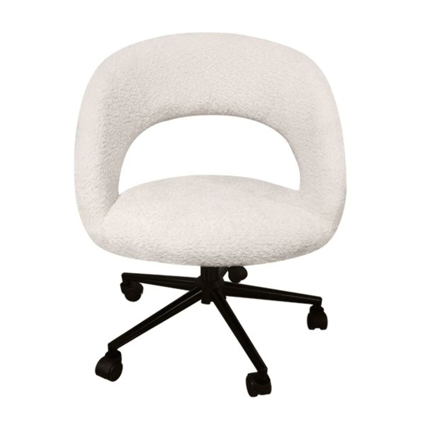 Fauteuil de bureau pivotant 360° tissu bouclette et roulettes - LEON