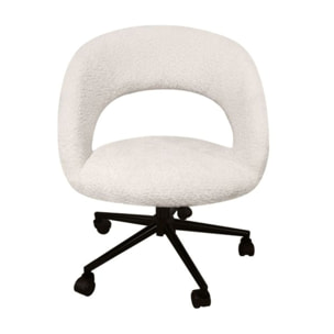 Fauteuil de bureau pivotant 360° tissu bouclette et roulettes - LEON