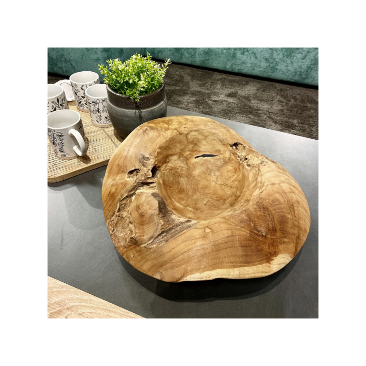 Sculpture chapeau cow-boy en racine de bois de teck, 28 cm, artisanale – CHARIF