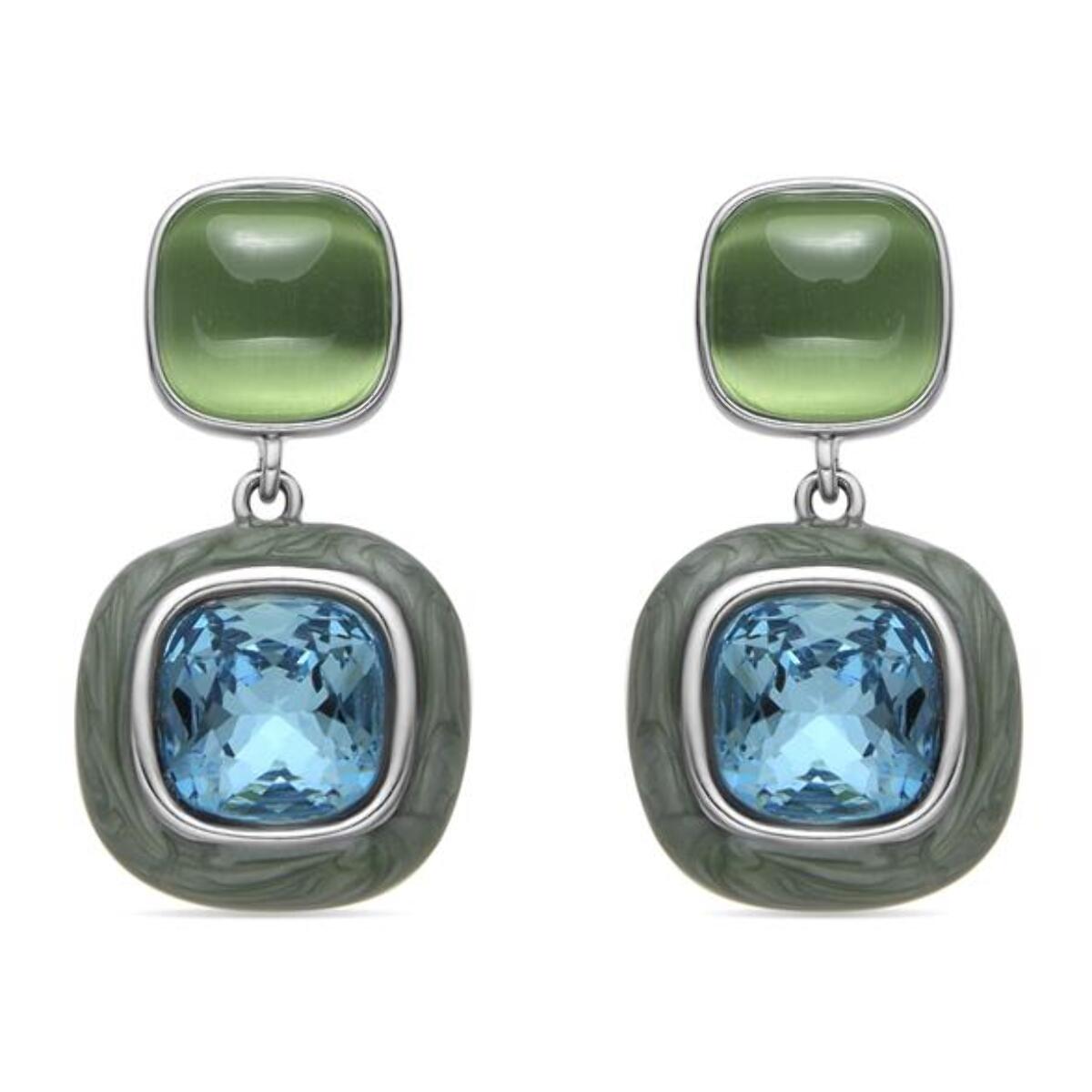 Pendientes con Cristal Azul acabado plata