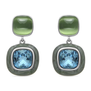 Pendientes con Cristal Azul acabado plata