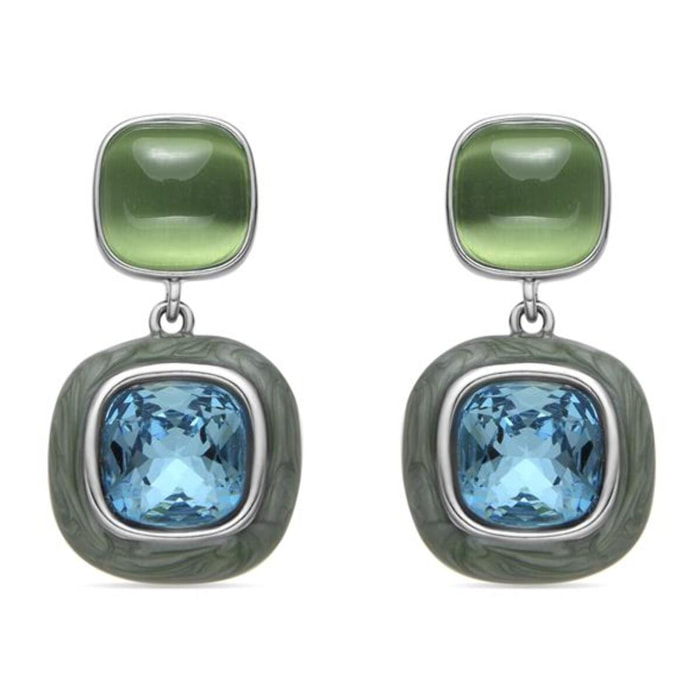 Pendientes con Cristal Azul acabado plata