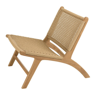 VALERIA - Lot de 2 fauteuils de jardin en bois de teck rotin beige