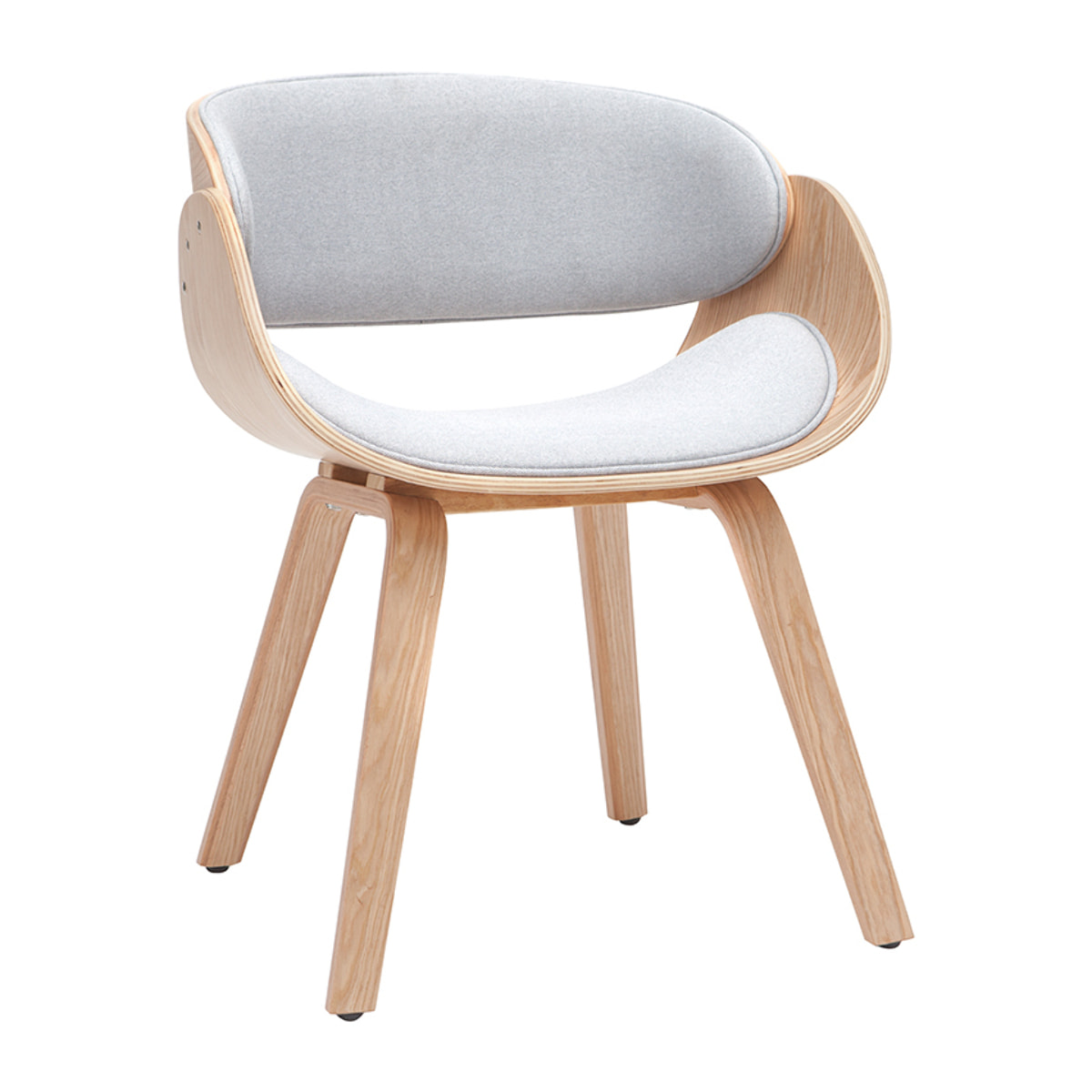 Chaise design en tissu gris et bois clair BENT