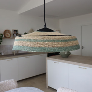 Suspension en jonc de mer naturel et vert TRINIDAD